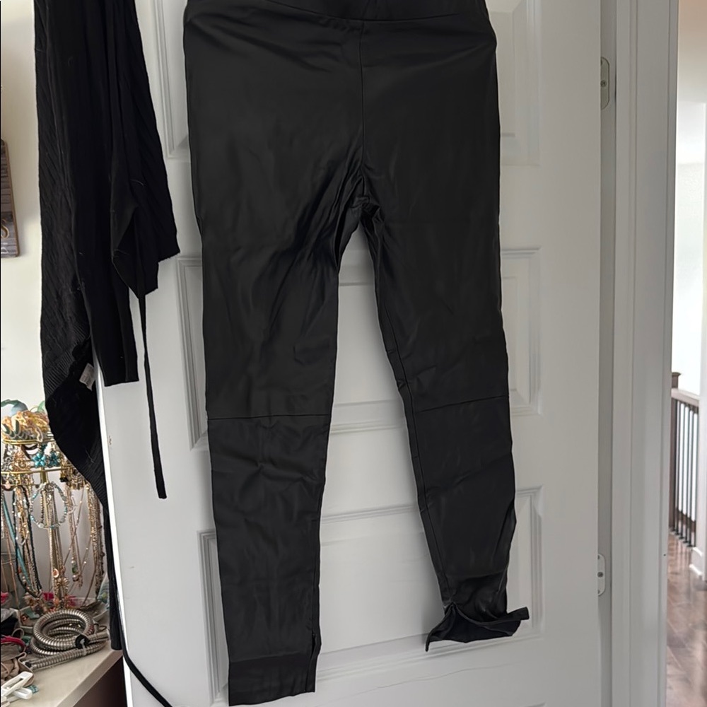 Vince Camuto Jet Black Faux Leather Trousers